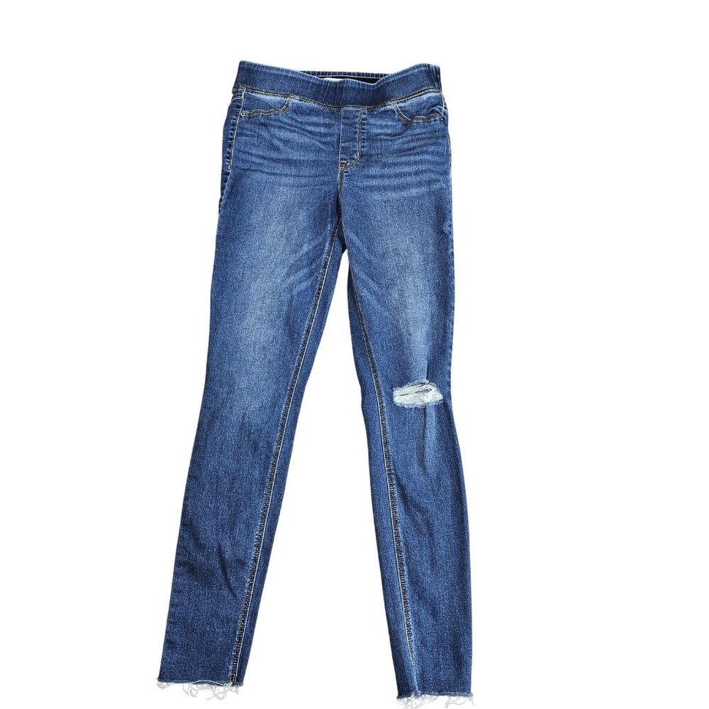 Old Navy Rockstar Super Skinny Jegging Jeans Womens 6 Tall Blue Distressed Denim